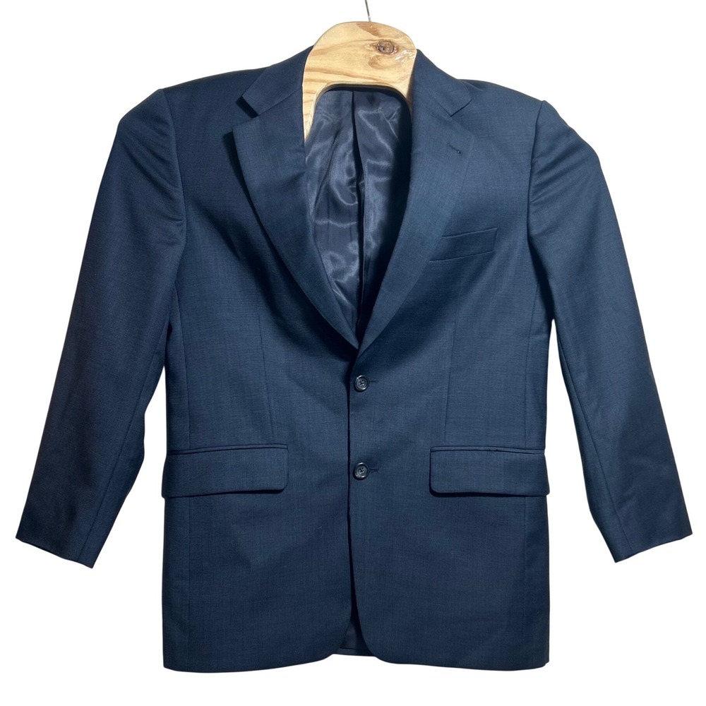 Burberry London Kensington Navy Blue 100% Wool Suit Jacket Blazer 36S 36 Short
